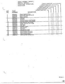 Power Cord, Wire And Terminals Page 2 Diagram and Parts List for P7804719W  Amana Washer