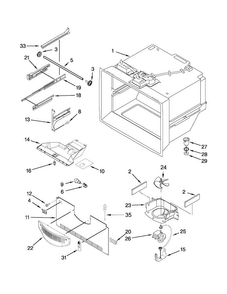 Freezer Liner Parts Diagram and Parts List for ABB2224BRB00  Amana Refrigerator