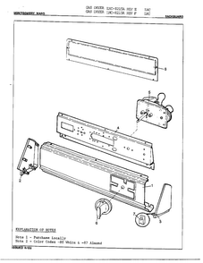 Gas Dryer/ Backguard Diagram and Parts List for 8215A REV F Norge Dryer