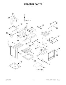 Chassis Parts Diagram and Parts List for YMER8800FW7  Maytag Range