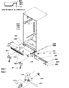 Ladders, Lower Cabinet And Rollers Diagram and Parts List for TR522SW-P1182703WW  Amana Refrigerator