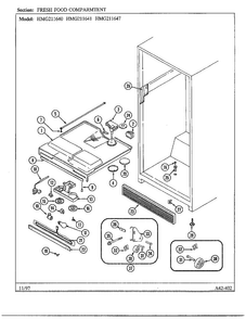 Fresh Food Compartment Diagram and Parts List for 211640  Admiral Refrigerator