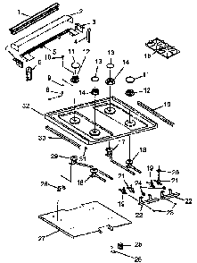 Main Top Diagram and Parts List for AGS746E-P1130746NE  Amana Range
