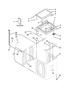 Top And Cabinet Parts Diagram and Parts List for MVWX600BW0  Maytag Washer
