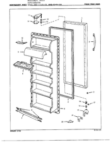 Fresh Food Door Assembly Diagram and Parts List for 22484-OA  Admiral Refrigerator