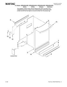 Door And Panel Parts Diagram and Parts List for MDBH955AWS0  Maytag Dishwasher