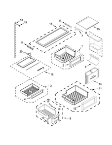 Shelf Parts Diagram and Parts List for JB36NXFXLE00  Jenn-Air Refrigerator