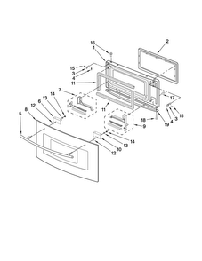 Microwave Door Parts Diagram and Parts List for JMW9530DAS30  Jenn-Air Microwave Oven Combo