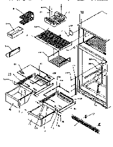 Cabinet Shelving Diagram and Parts List for TX21R2-P1157609W  Amana Refrigerator