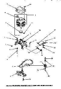 Motor, Mounting Bracket, Belt, Pump & Idler Assembly Diagram and Parts List for LW8463W2 PLW8463W2A Amana Washer