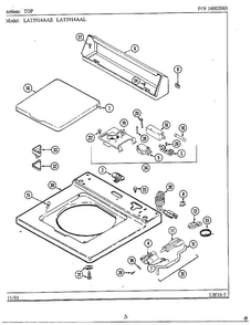 Top Diagram and Parts List for 6359  Maytag Washer