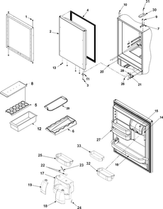 Refrigerator Door Diagram and Parts List for ABD2533DEB2  Amana Refrigerator