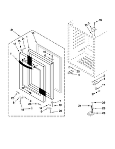 Door Parts Diagram and Parts List for MBCM24FWBS00  Maytag Wine and Beverage Cooler