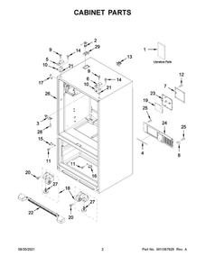 Cabinet Parts Diagram and Parts List for MFI2269FRB05  Maytag Refrigerator