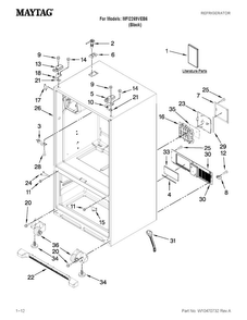 Cabinet Parts Diagram and Parts List for MFI2269VEB6  Maytag Refrigerator