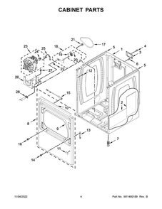 Cabinet Parts 2 Diagram and Parts List for MED6230RHW1  Maytag Dryer