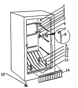Freezer Compartment Diagram and Parts List for WCV12F  Crosley Freezer
