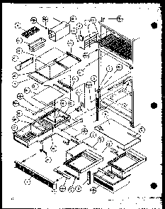 Refrigerator Shelving And Drawers Diagram and Parts List for TX20QBG-P1111704WG  Amana Refrigerator