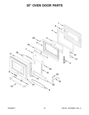 08 - 30" Oven Door Parts Diagram and Parts List for JLRP548WP01  Jenn-Air Range