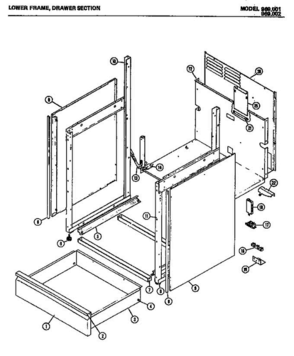02 - Lower Frame Diagram and Parts List for 969001  Litton Range
