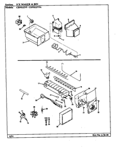 Ice Maker & Bin Diagram and Parts List for CDNS22V9A BR35E Maytag Refrigerator
