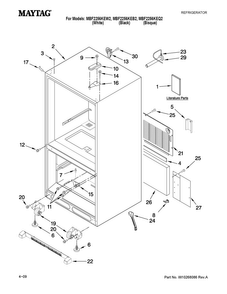 Cabinet Parts Diagram and Parts List for MBF2256KEB2  Maytag Refrigerator
