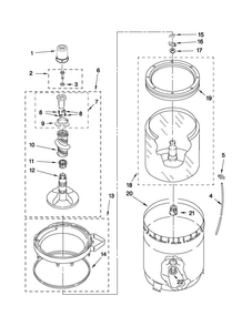 Agitator, Basket And Tub Parts Diagram and Parts List for NTW4600XQ0  Amana Washer