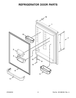 Refrigerator Door Parts Diagram and Parts List for MBL1957FEZ02  Maytag Refrigerator