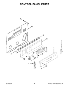Control Panel Parts Diagram and Parts List for MER6600FW6  Maytag Range