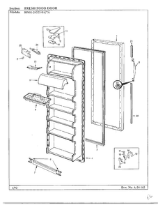 Fresh Food Door Diagram and Parts List for 24522-7A  Admiral Refrigerator