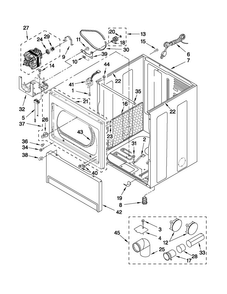 Cabinet Parts Diagram and Parts List for MGDX700XW0  Maytag Dryer