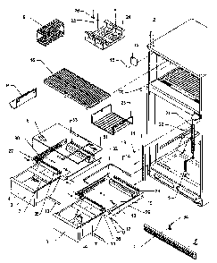 Cabinet Shelving Diagram and Parts List for TX19S3E-P1195901WE  Amana Refrigerator