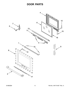 Door Parts Diagram and Parts List for MES8800PZ1  Maytag Range