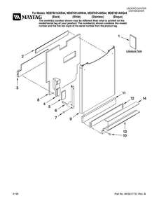 Door And Panel Parts Diagram and Parts List for MDB7851AWQ44  Maytag Dishwasher