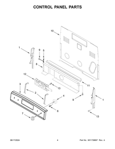 Control Panel Parts Diagram and Parts List for ACR4303MFB8  Amana Range