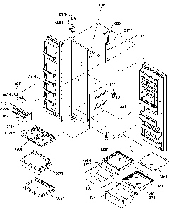 Refrigerator/freezer Shelves, Lights, And Hinges Diagram and Parts List for SR25TE-P1194002WE  Amana Refrigerator