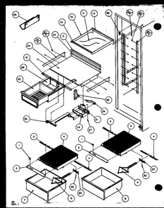 Refrigerator Shelving And Drawers Diagram and Parts List for SXD19MW-P1121402WW  Amana Refrigerator