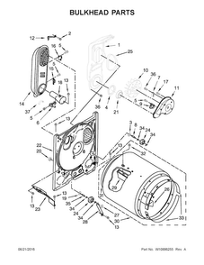 Bulkhead Parts Diagram and Parts List for CGD126SDW3  Crosley Dryer