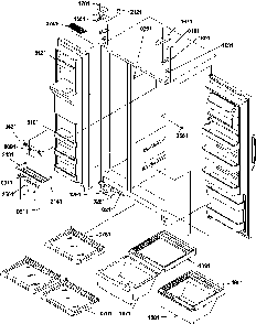 Refrigerator/freezer Shelves, Lights, And Hinges Diagram and Parts List for SCD25TBL-P1190428WL  Amana Refrigerator