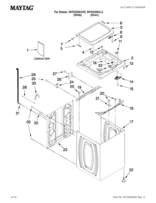 Top And Cabinet Parts Diagram and Parts List for MVWX500XL2  Maytag Washer