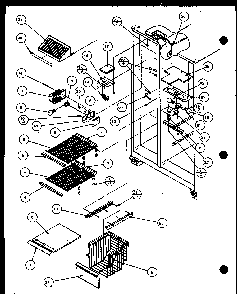 Freezer Shelving And Refrigerator Light Diagram and Parts List for SBD20H-P7836031W  Amana Refrigerator