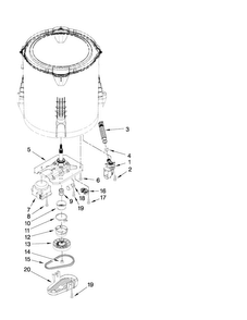 Gearcase, Motor And Pump Parts Diagram and Parts List for NTW4750YQ0  Amana Washer