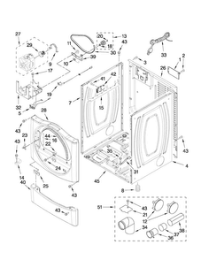 Cabinet Parts Diagram and Parts List for MGDE301YW0  Maytag Dryer