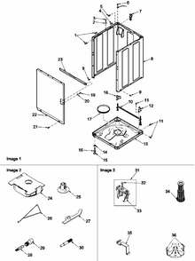 Front Panel, Base & Cabinet & Tools Diagram and Parts List for LWC80AW-PLWC80AW  Amana Washer