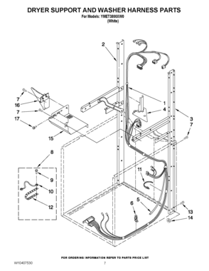05 - DRYER SUPPORT AND WASHER HARNESS PARTS Diagram and Parts List for YMET3800XW0  Maytag Washer Dryer Combo