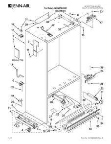 Cabinet Parts Diagram and Parts List for JB36NXFXLW02  Jenn-Air Refrigerator