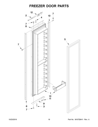 Freezer Door Parts Diagram and Parts List for JS48NXFXDW10  Maytag Refrigerator