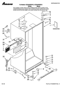 Cabinet Parts Diagram and Parts List for AC2224GEKW12  Amana Refrigerator