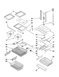 Shelf Parts Diagram and Parts List for MFC2061KES10  Maytag Refrigerator