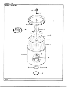 Tub Parts Diagram and Parts List for 6544A  Norge Washer